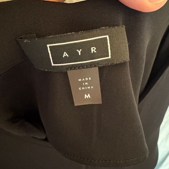 AYR Black Niche Silk Maxi Dress with Belt Size Medium Spaghetti Strap V-Neck - Picture 13 of 15